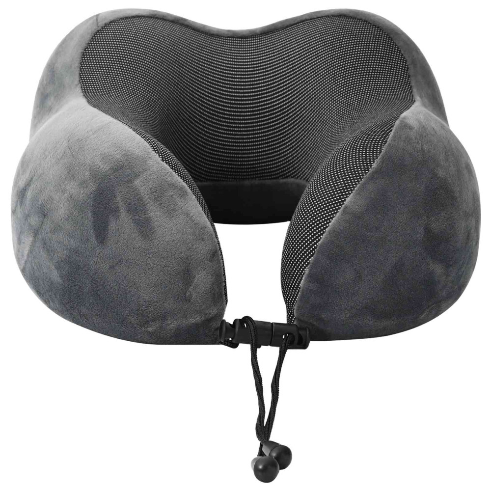 Produktbild för Resekudde för nacken Enfärgad Grå 27 x 26 x 14 cm Minneskum