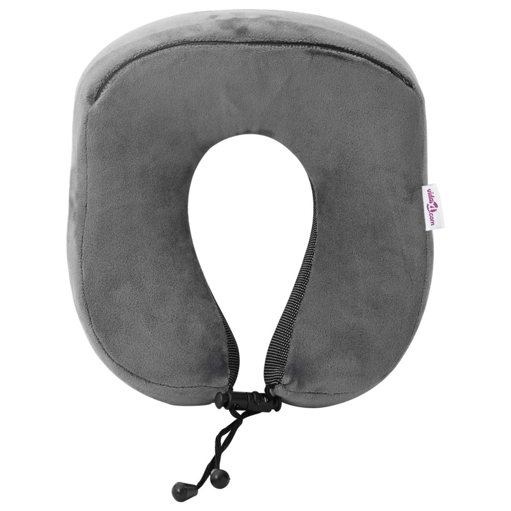 Produktbild för Resekudde för nacken Enfärgad Grå 27 x 26 x 14 cm Minneskum