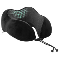 Produktbild för Resekudde för nacken Enfärgad Svart 27 x 26 x 14 cm Minneskum