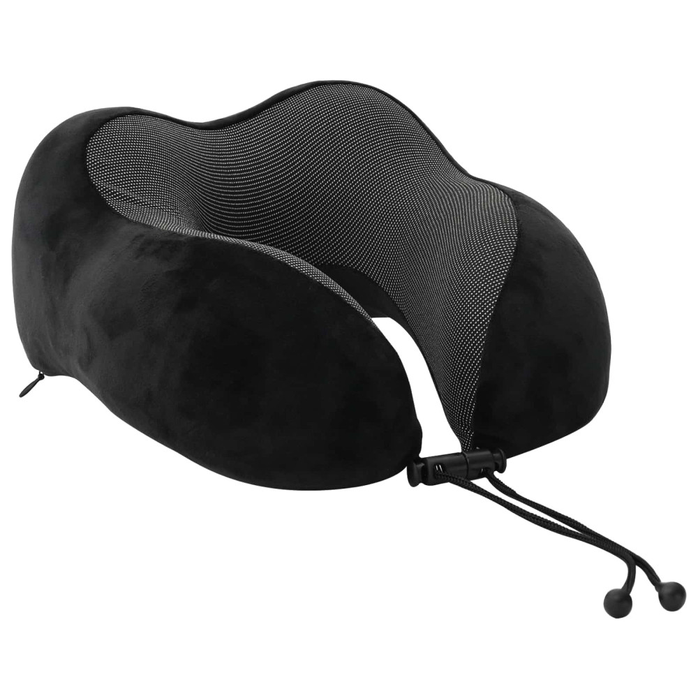Produktbild för Resekudde för nacken Enfärgad Svart 27 x 26 x 14 cm Minneskum