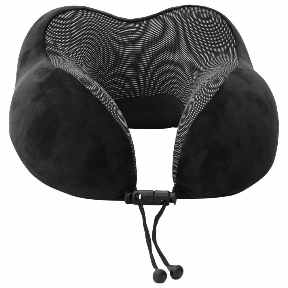 Produktbild för Resekudde för nacken Enfärgad Svart 27 x 26 x 14 cm Minneskum