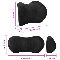 Produktbild för Nackkudde, Ryggkudde Svart Minneskum 47 x 24 x 11 cm
