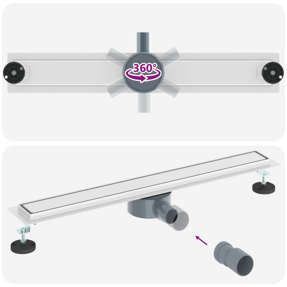 Produktbild för Duschavlopp 2-i-1 med 360° Siphon Silver 70 cm