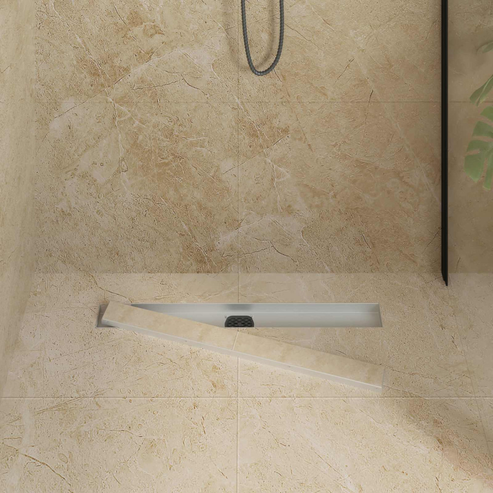 Produktbild för Duschavlopp 2-i-1 med 360° Siphon Silver 70 cm