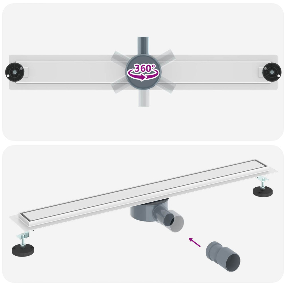 Produktbild för Duschavlopp 2-i-1 med 360° Siphon Silver 80 cm