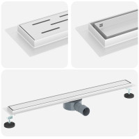 Produktbild för Duschavlopp 2-i-1 med 360° Siphon Silver 80 cm