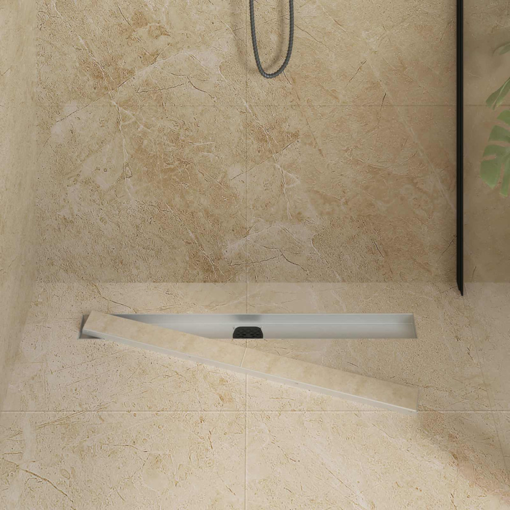 Produktbild för Duschavlopp 2-i-1 med 360° Siphon Silver 80 cm