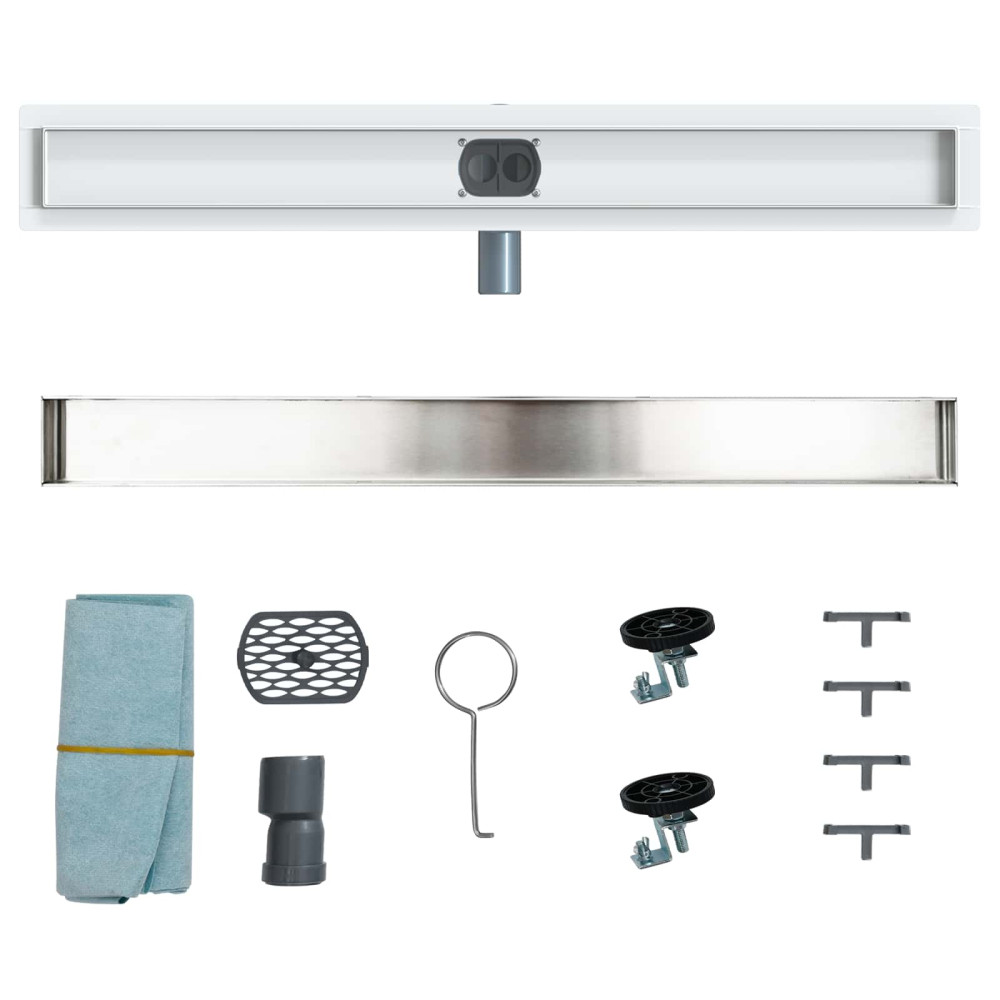 Produktbild för Duschavlopp 2-i-1 med 360° Siphon Silver 80 cm