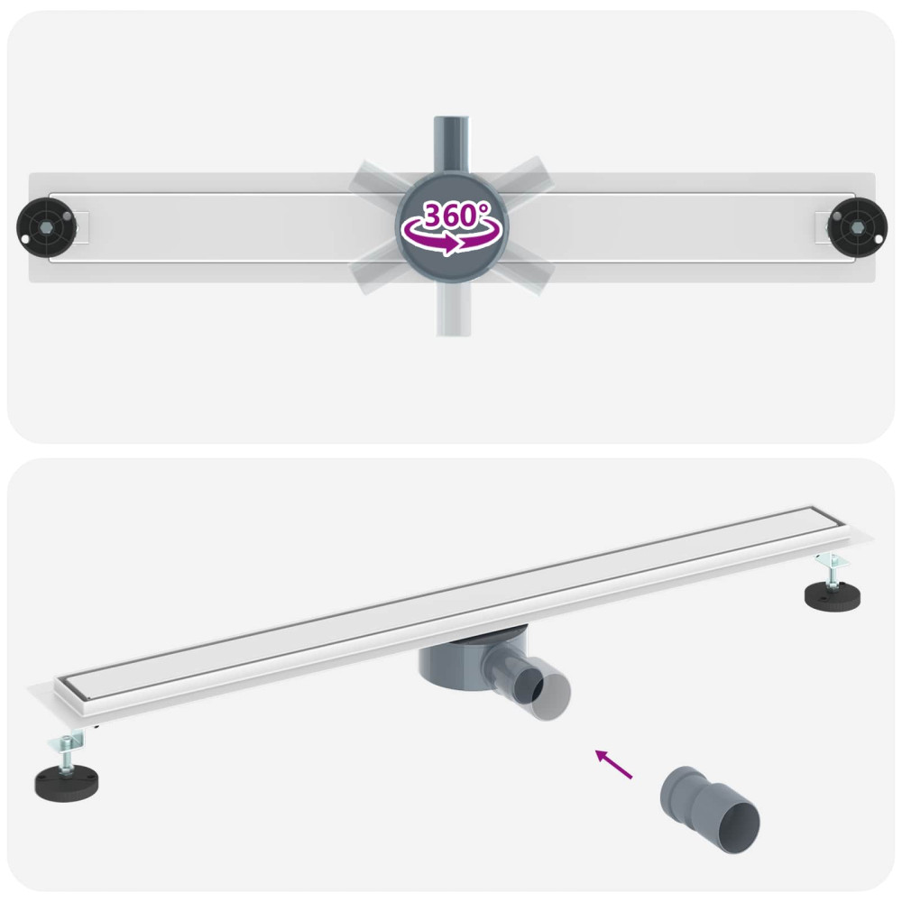 Produktbild för Duschavlopp 2-i-1 med 360° Siphon Silver 90 cm