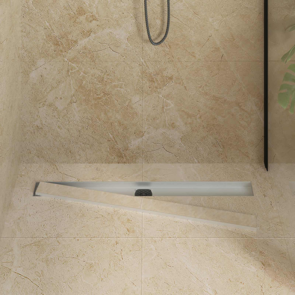 Produktbild för Duschavlopp 2-i-1 med 360° Siphon Silver 90 cm