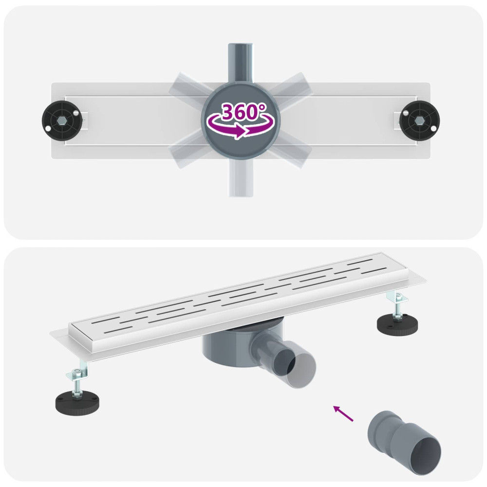 Produktbild för Duschavlopp med glaslock och 360° Sifon Silver 50 cm