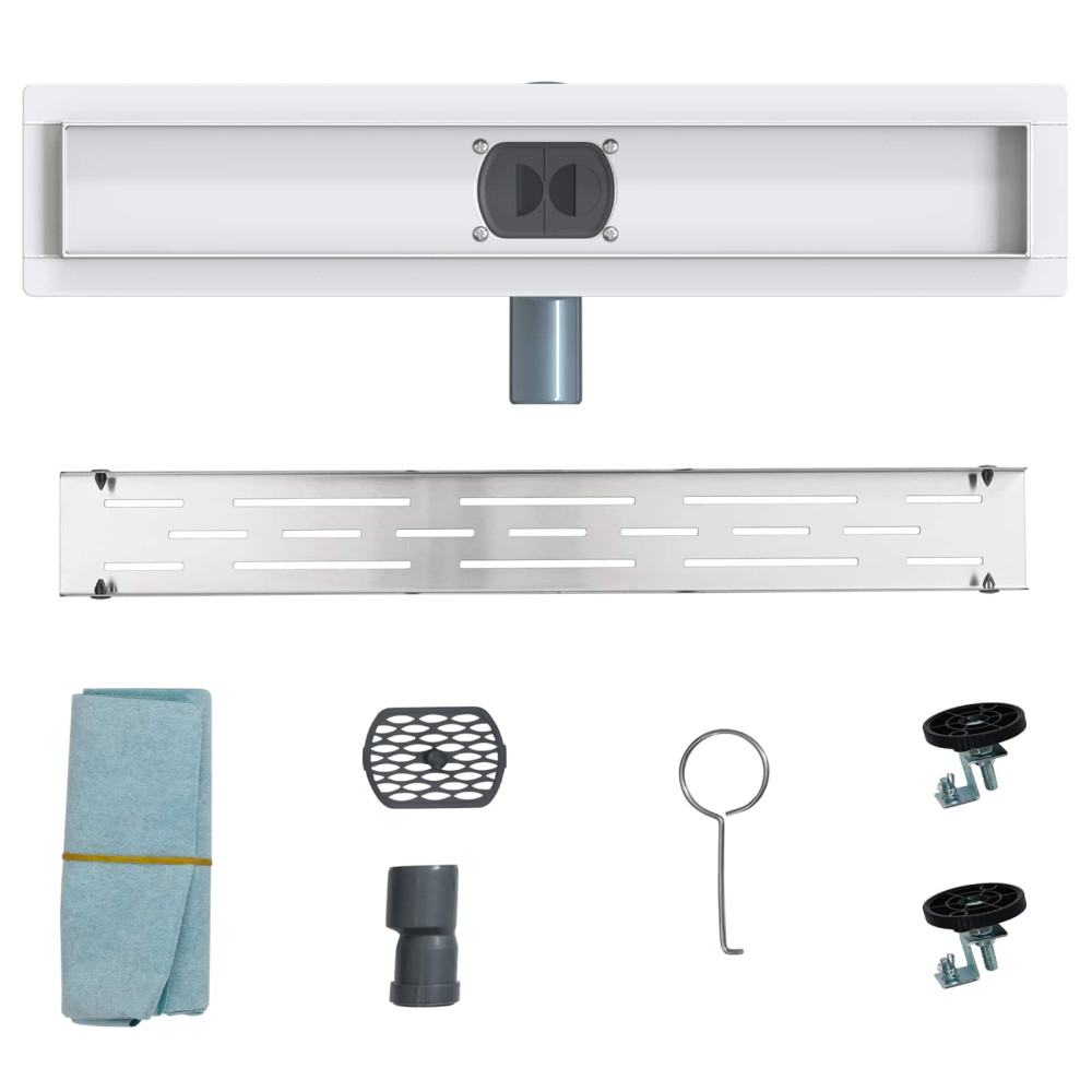 Produktbild för Duschavlopp med glaslock och 360° Sifon Silver 50 cm