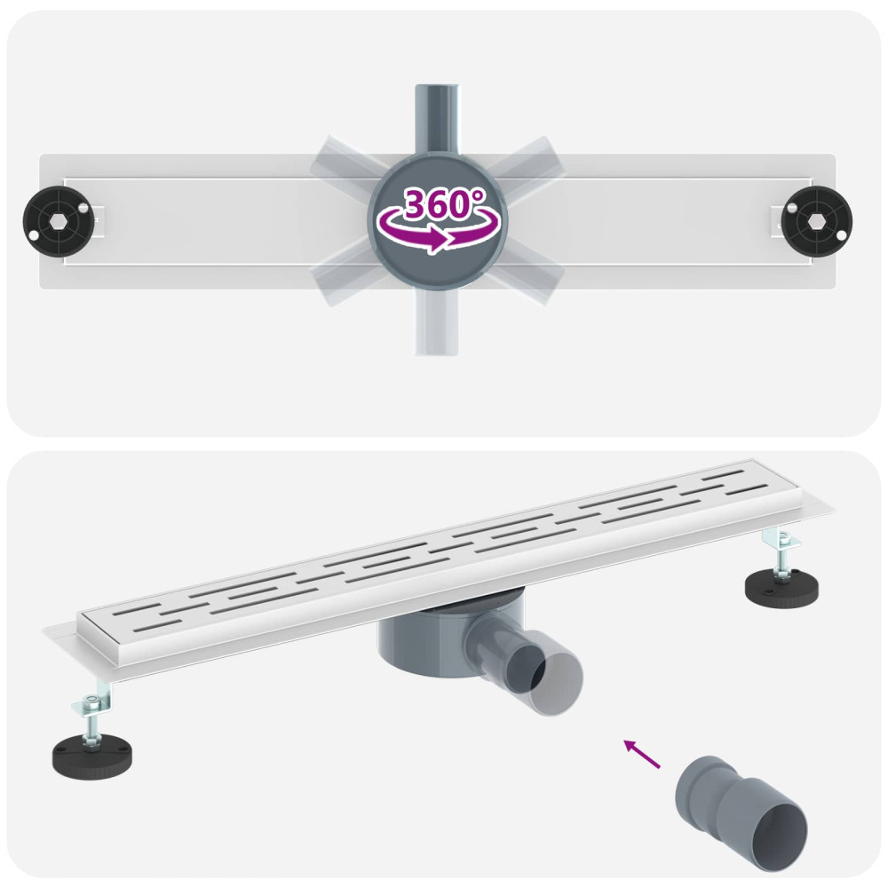 Produktbild för Duschavlopp med glaslock och 360° Sifon Silver 60 cm
