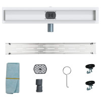 Produktbild för Duschavlopp med glaslock och 360° Sifon Silver 60 cm