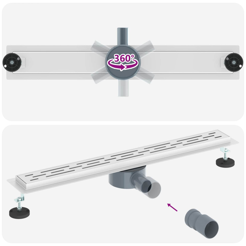 Produktbild för Duschavlopp med glaslock och 360° Sifon Silver 70 cm