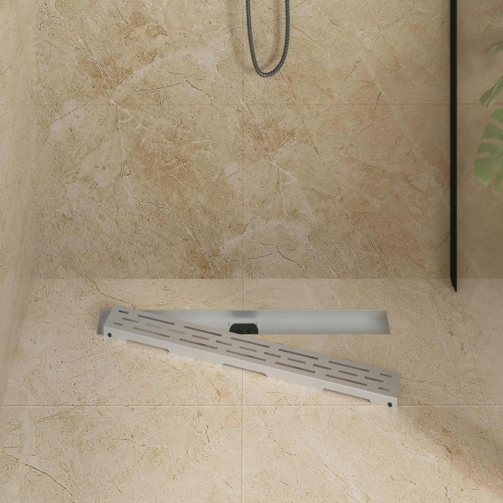 Produktbild för Duschavlopp med glaslock och 360° Sifon Silver 70 cm