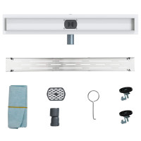 Produktbild för Duschavlopp med glaslock och 360° Sifon Silver 70 cm