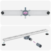 Produktbild för Duschavlopp med glaslock och 360° Sifon Silver 90 cm