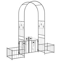 Produktbild för Trädgårdsbåge med lås Svart 203 x 50 x 218 cm