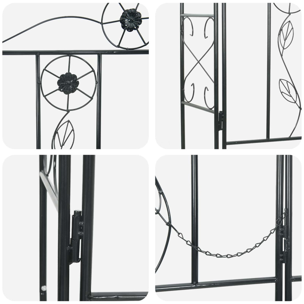 Produktbild för Trädgårdsbåge Enfärgad Svart 115 x 37 x 226 cm