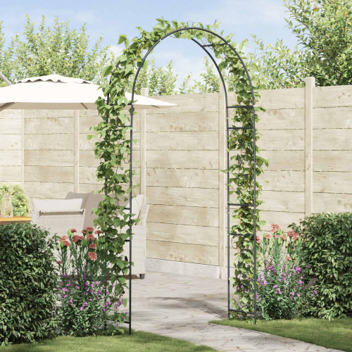 vidaXL Trädgårdsbåge Blommor Svart 115 x 37 x 231 cm