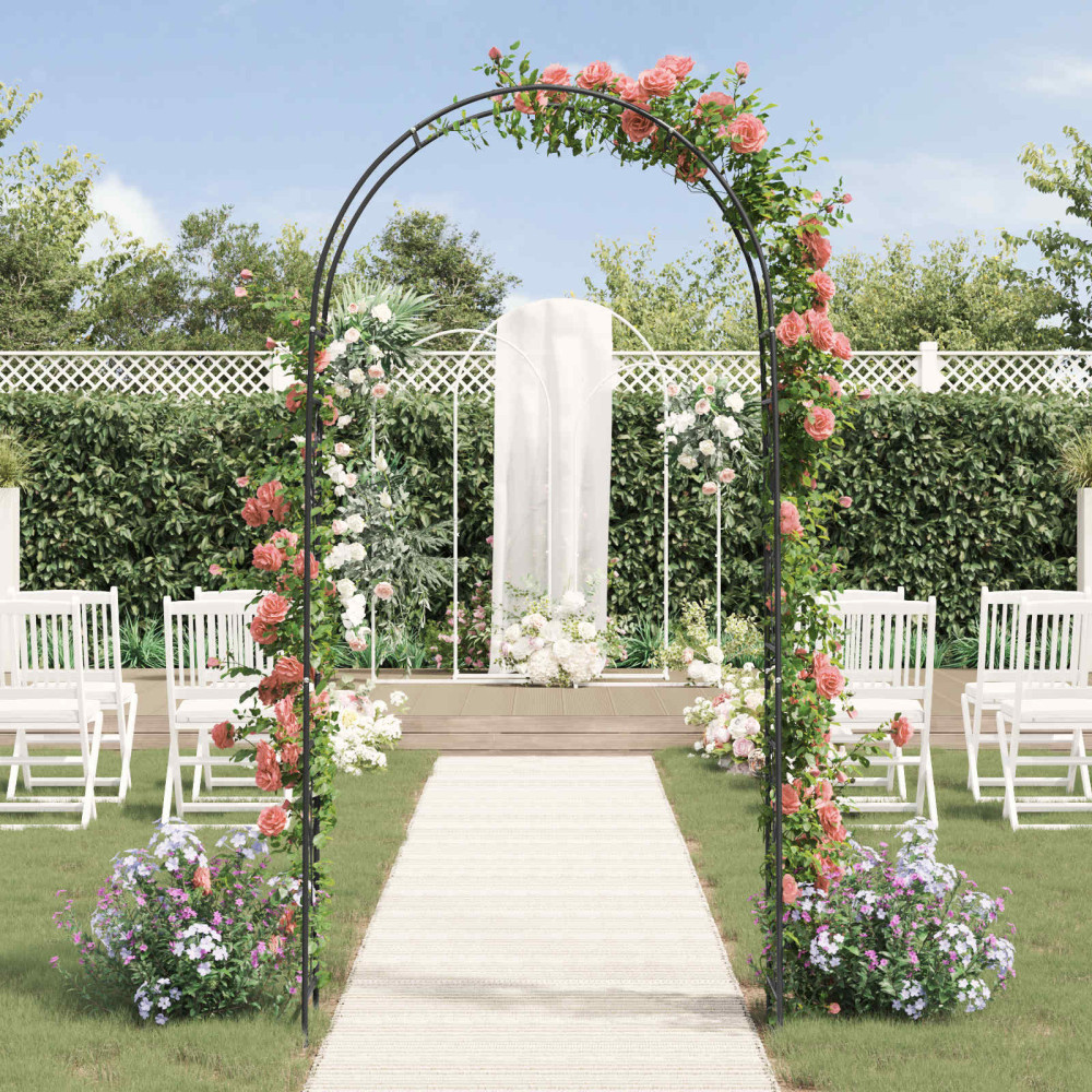 Produktbild för Trädgårdsbåge Blommor Svart 115 x 37 x 231 cm