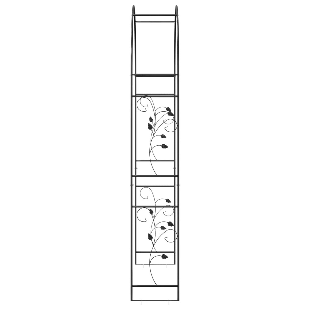 Produktbild för Trädgårdsbåge Blommor Svart 115 x 37 x 231 cm