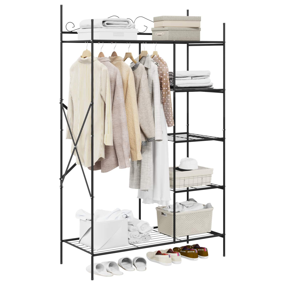 Produktbild för Öppen garderob med hylla Svart 104,5 x 45 x 172 cm Stål