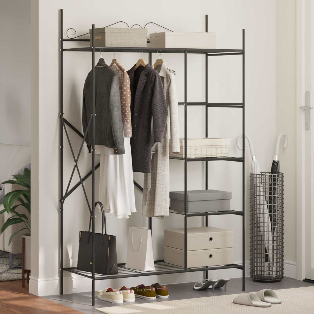 Produktbild för Öppen garderob med hylla Svart 104,5 x 45 x 172 cm Stål