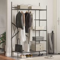 Produktbild för Öppen garderob med hylla Svart 104,5 x 45 x 172 cm Stål