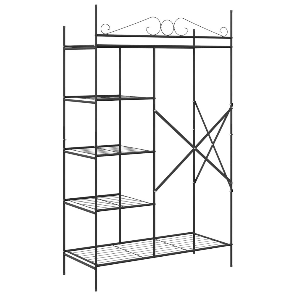 Produktbild för Öppen garderob med hylla Svart 104,5 x 45 x 172 cm Stål