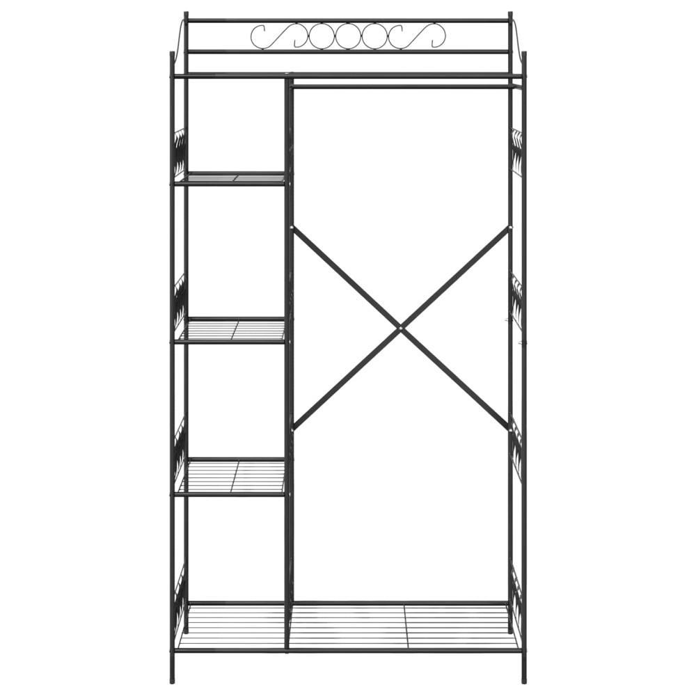 Produktbild för Öppen garderob med hylla Svart 101 x 43 x 188 cm Stål