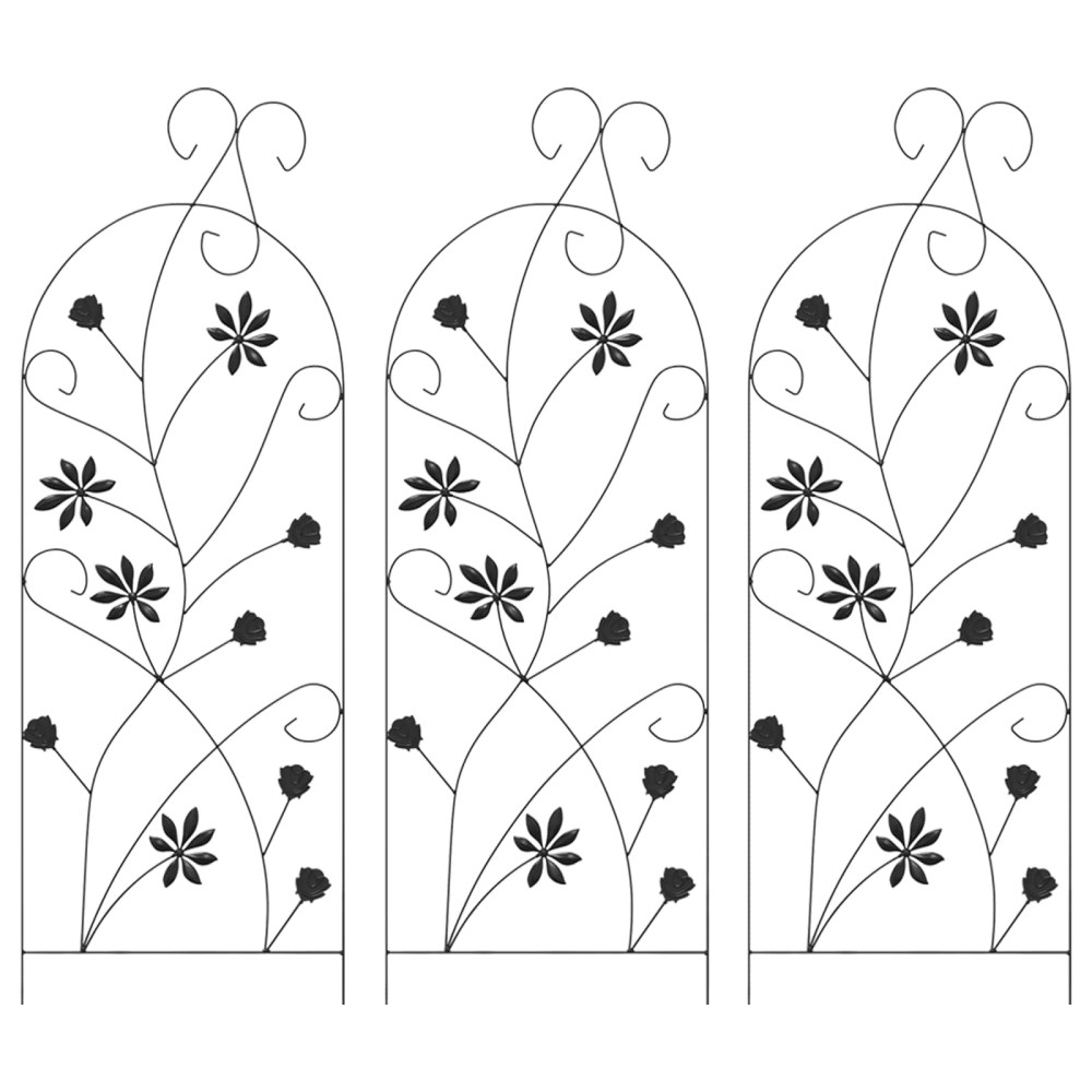 Produktbild för Trädgårdsstängsel med lås 3 pcs Svart 112 x 39,5 cm Stål