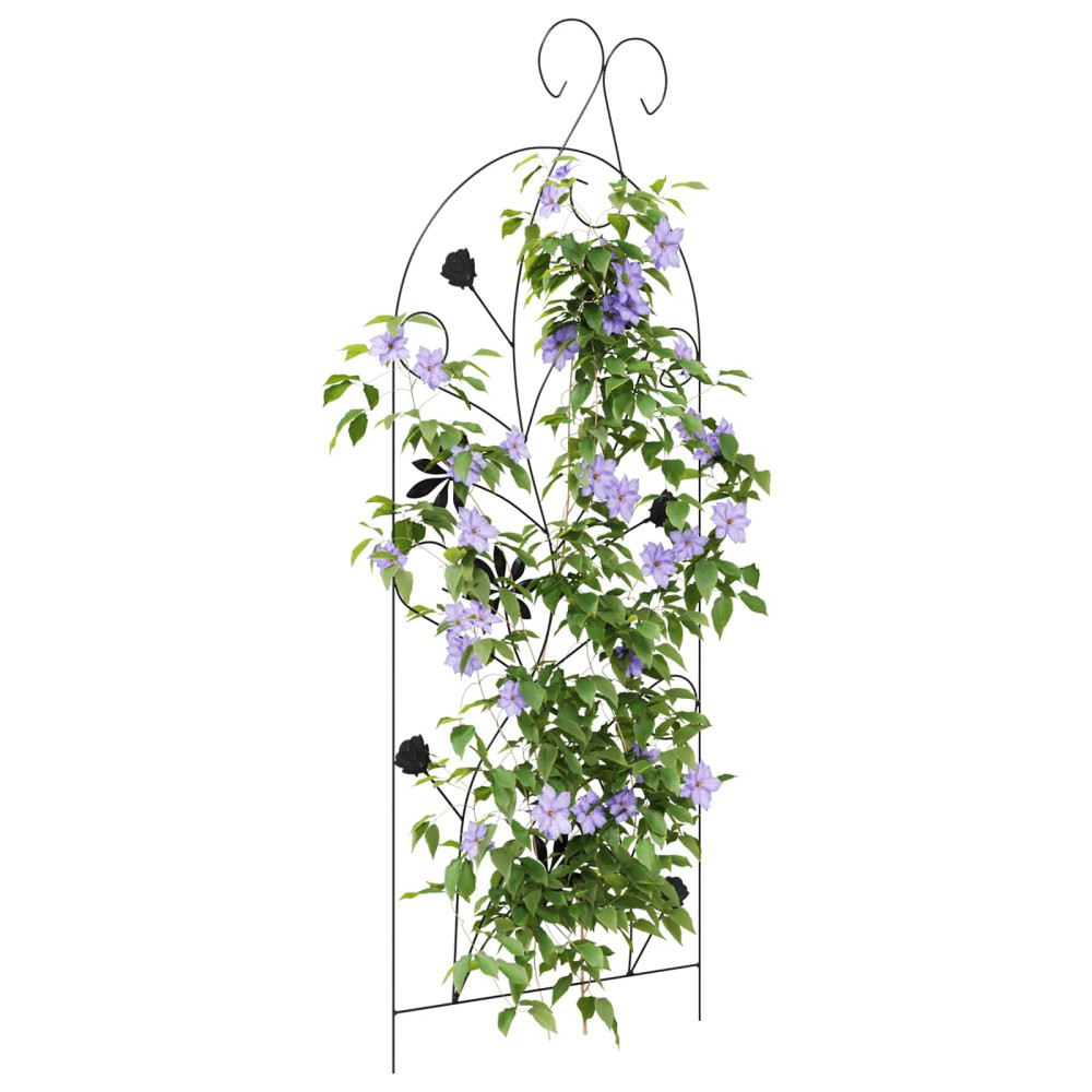 Produktbild för Trädgårdsstängsel med lås 3 pcs Svart 112 x 39,5 cm Stål