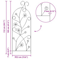 Produktbild för Trädgårdsstängsel med lås 3 pcs Svart 112 x 39,5 cm Stål
