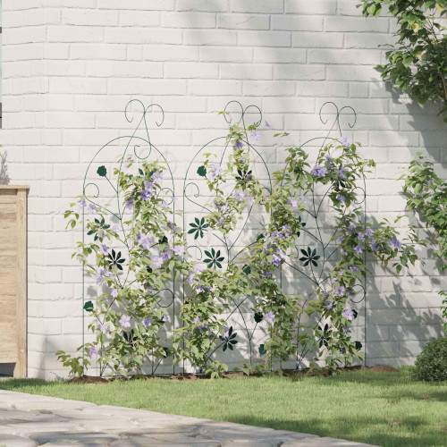 vidaXL Trädgårdsstängsel 3 pcs Grön 112 x 39,5 cm Stål