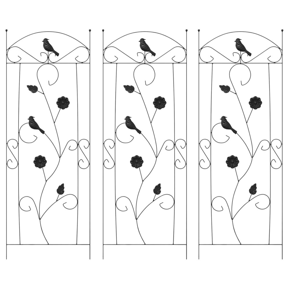 Produktbild för Trädgårdsstängsel 3 pcs Svart 110 x 40 cm Stål