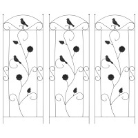 Produktbild för Trädgårdsstängsel 3 pcs Svart 110 x 40 cm Stål
