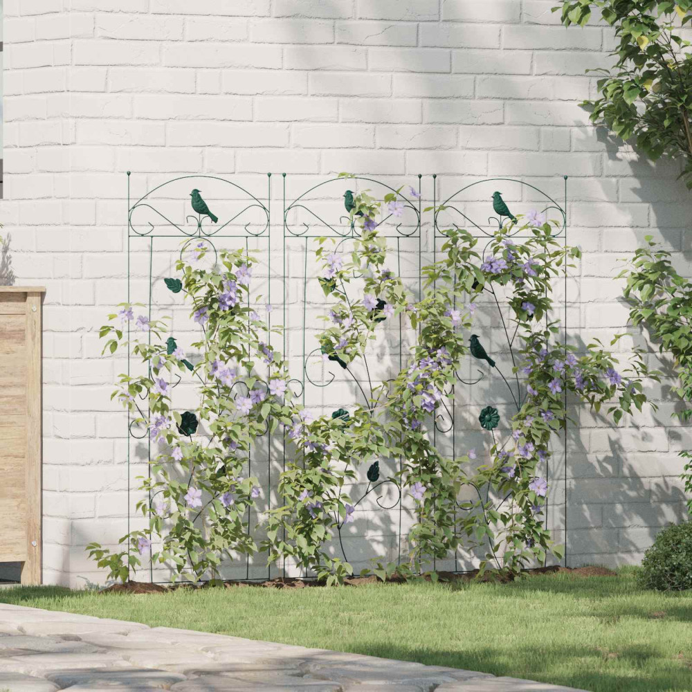 Produktbild för Trädgårdsstängsel 3 pcs Grön 110 x 40 cm Stål