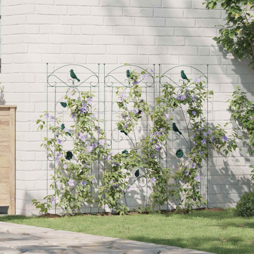 vidaXL Trädgårdsstängsel 3 pcs Grön 110 x 40 cm Stål