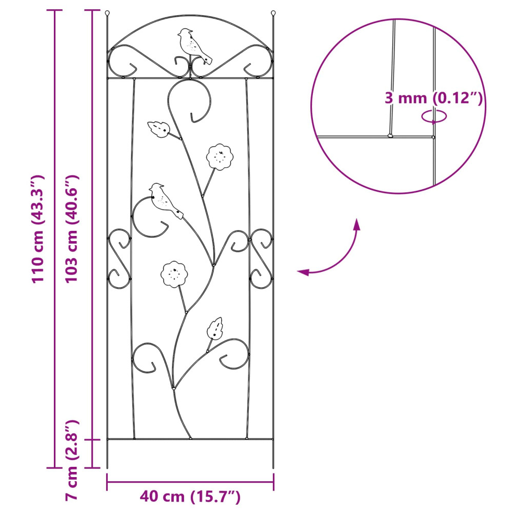 Produktbild för Trädgårdsstängsel 3 pcs Grön 110 x 40 cm Stål