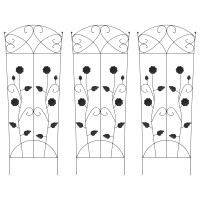 Produktbild för Trädgårdsstängsel 3 pcs Svart 110,5 x 42,5 cm Stål