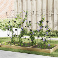 Produktbild för Trädgårdsstängsel 3 pcs Svart 110,5 x 42,5 cm Stål