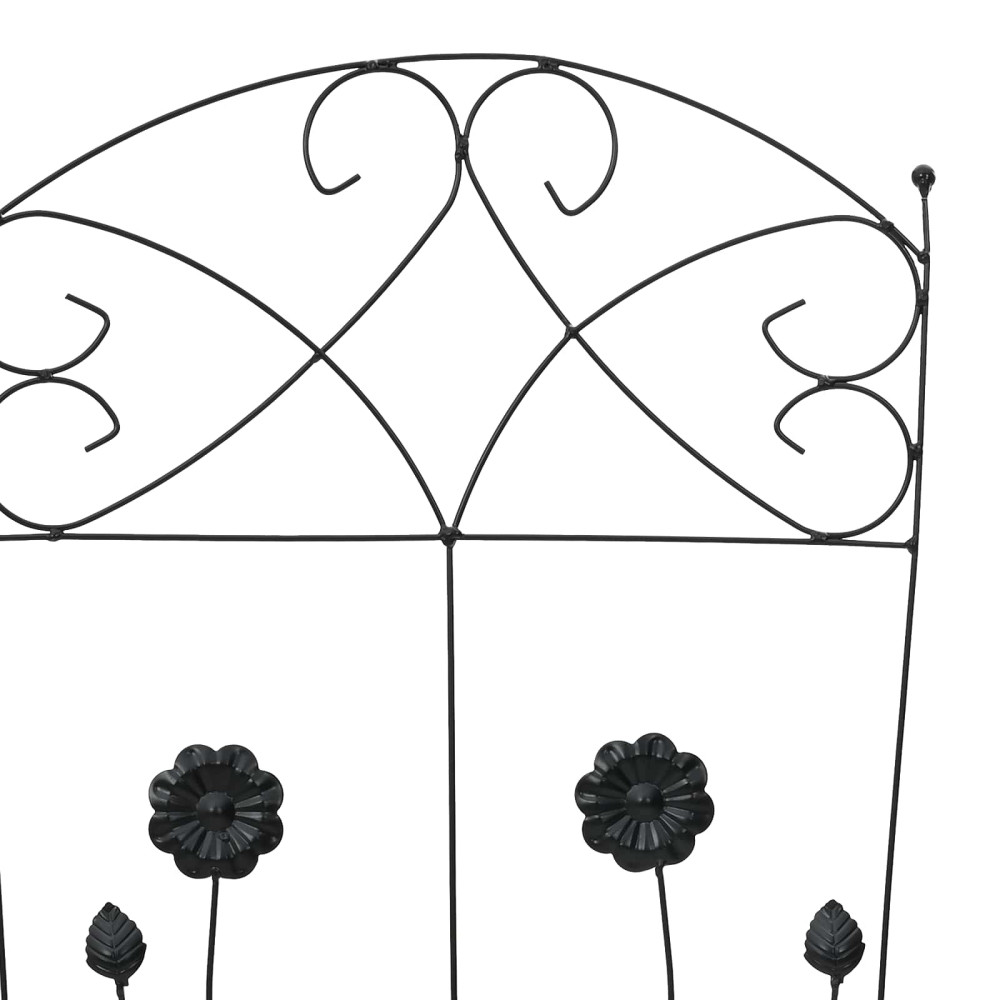 Produktbild för Trädgårdsstängsel 3 pcs Svart 110,5 x 42,5 cm Stål