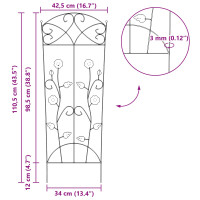 Produktbild för Trädgårdsstängsel 3 pcs Svart 110,5 x 42,5 cm Stål