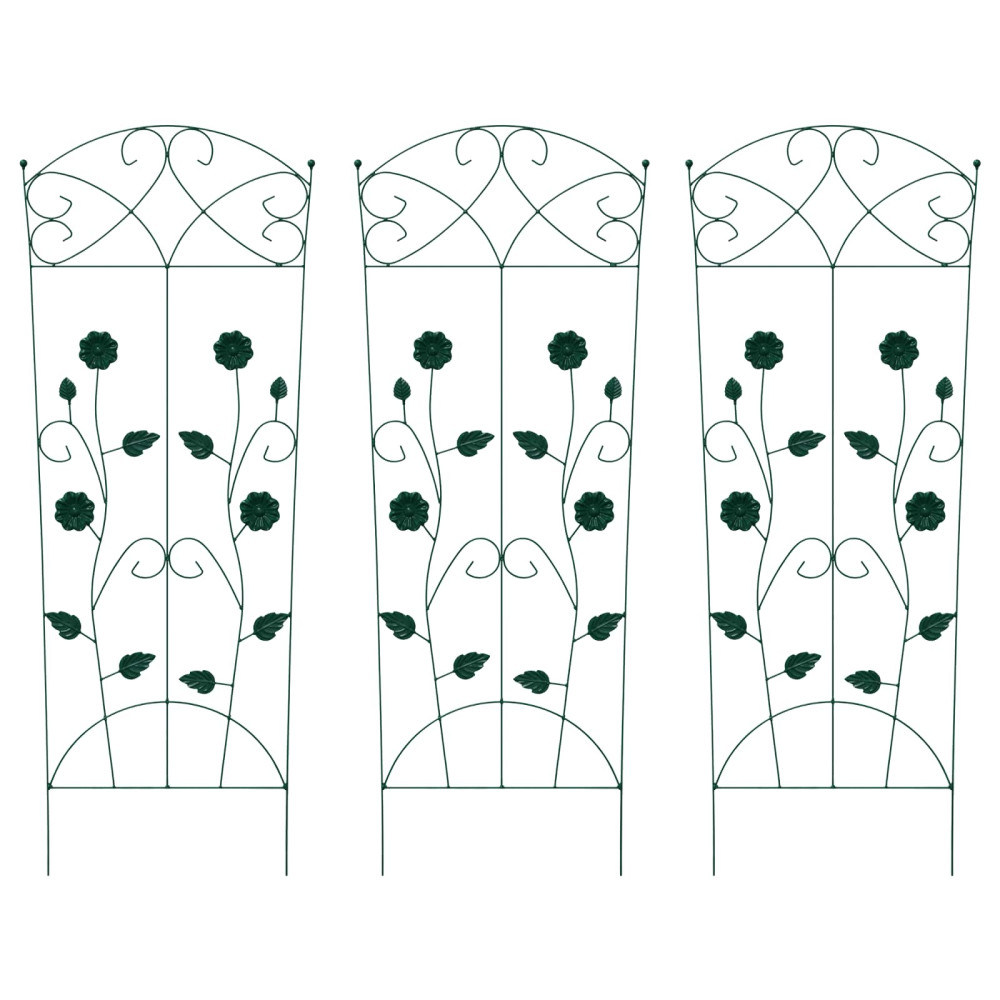 Produktbild för Trädgårdsstängsel 3 pcs Grön 110,5 x 42,5 cm Stål