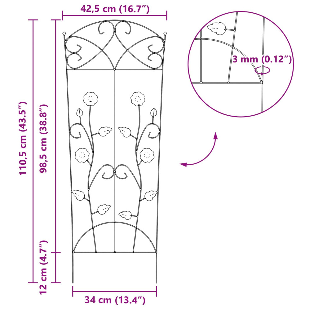 Produktbild för Trädgårdsstängsel 3 pcs Grön 110,5 x 42,5 cm Stål