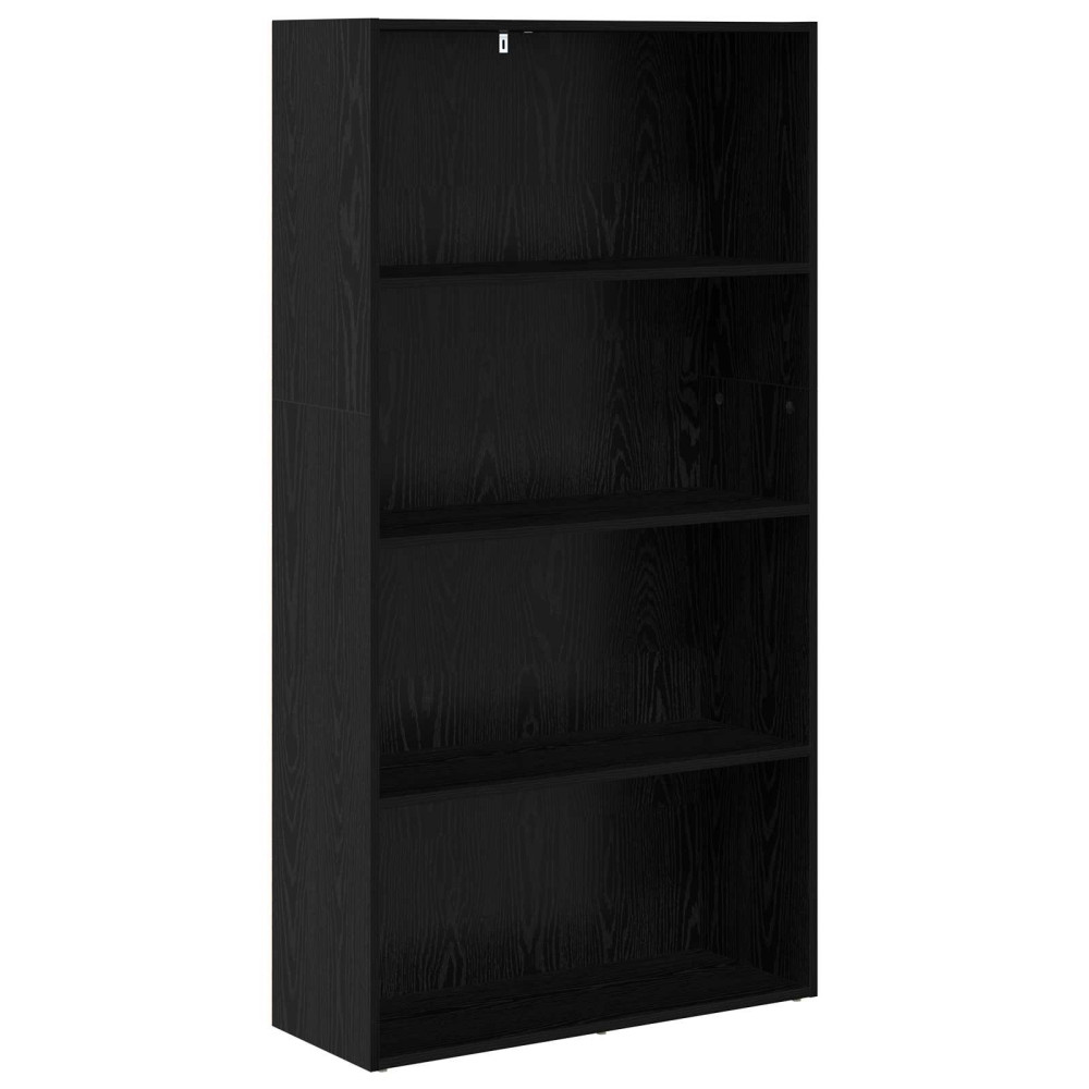 Produktbild för Frittstående bokhylla Svart Ek 80 x 30 x 152 cm Konstruerat trä