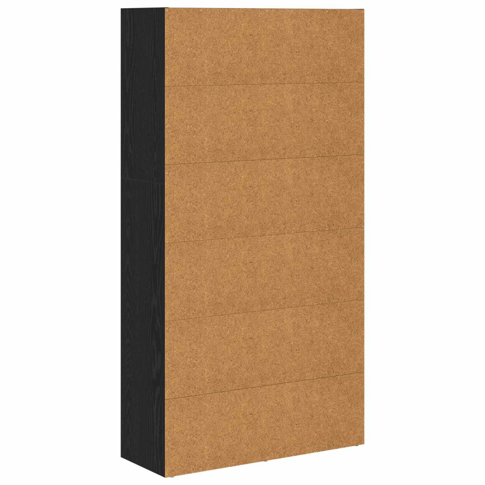 Produktbild för Frittstående bokhylla Svart Ek 80 x 30 x 152 cm Konstruerat trä