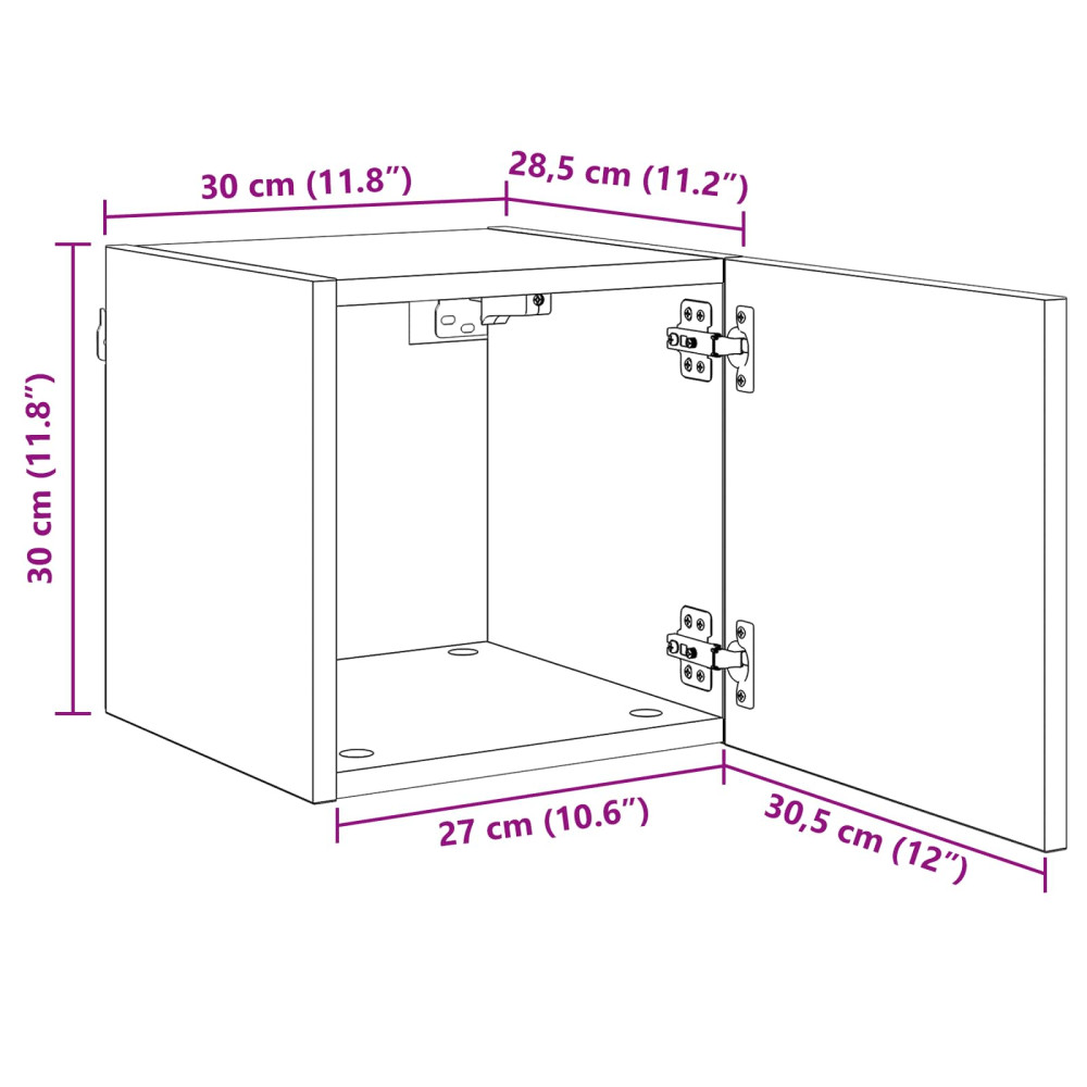 Produktbild för Väggmonterat TV-förråd Gammalt trä 30,5 x 30 x 30 cm